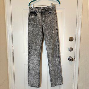 1980s Levi's 501 Button-Fly Straight-Leg Black Acid Wash Jeans Sz 30x36 Uni-Sex